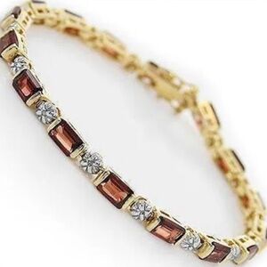 10.12 Cts Garnet & Diamond 18KGP Designer Bracelet